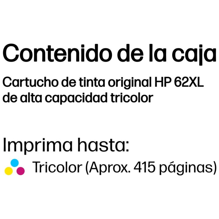 HP Original 62XL High Capacity Tri-Color Ink Cartridge