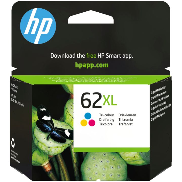 HP Cartucho de tinta original 62XL de alta capacidade tricolor