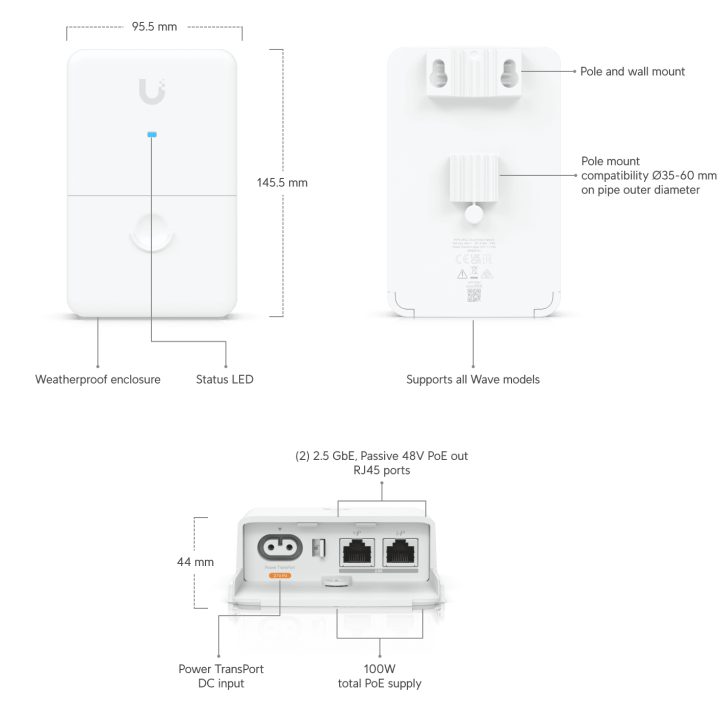 Ubiquiti UACC-Dual-Power-Injector Injetor de alimentação dupla UISP