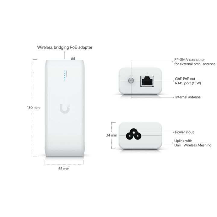 Ubiquiti UDB Repetidor e transceptor de ponte Wi-Fi 866,7 Mbit/s…