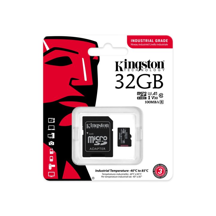 Kingston Technology 32GB microSDHC Industrial C10 A1 pSLC Card + SD…