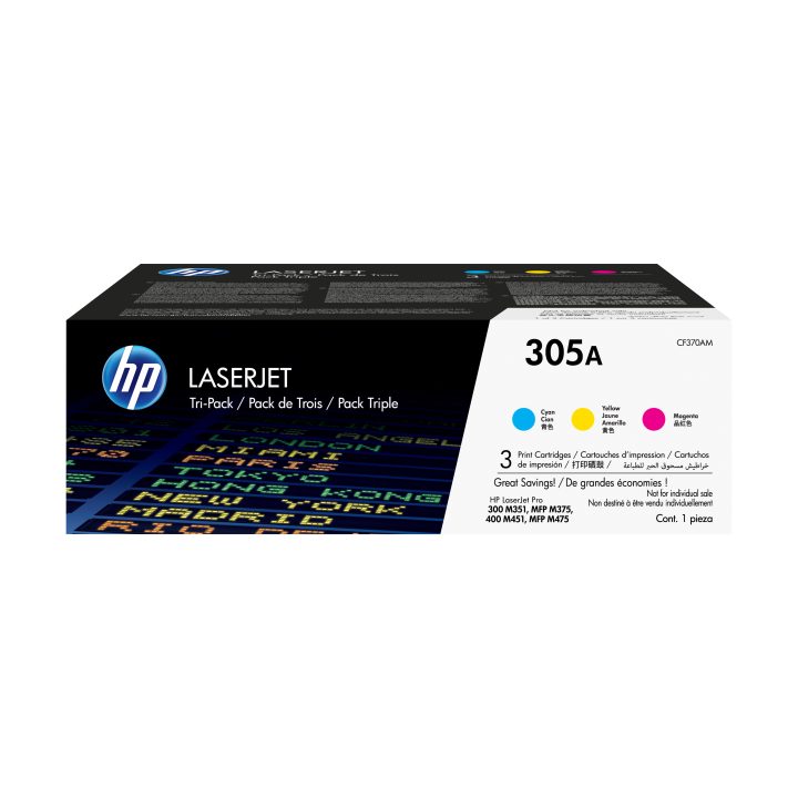 HP Pack de poupança de 3 cartuchos de toner original LaserJet 305A…