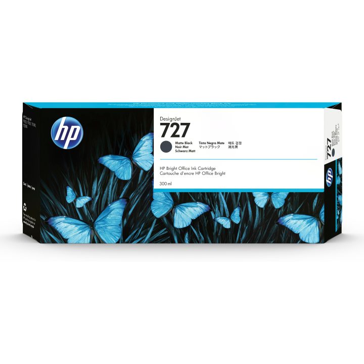 HP Cartucho de tinta DesignJet 727 preto mate de 300 ml