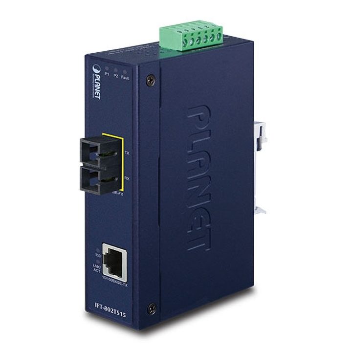 PLANET IFT-802TS15 conversor de meio 100 Mbit/s 1310 nm Monomodo Azul