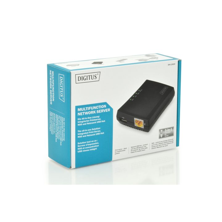 Servidor de rede multifunções DIGITUS com 1 porta USB 2.0 (DN-13020)