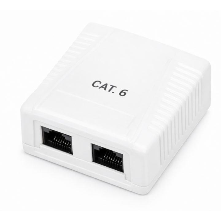 Phasak Surface-Mount Cat 6 UTP Wall Plate, 2-Port RJ45 Female Box…