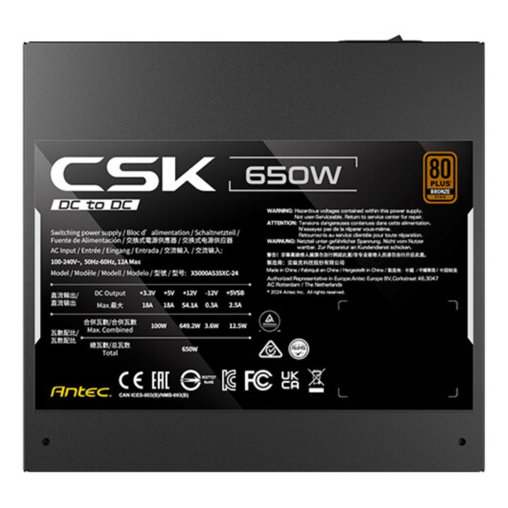 Antec CSK650DC EC unidade de fonte de alimentação 650 W 20+4 pinos…