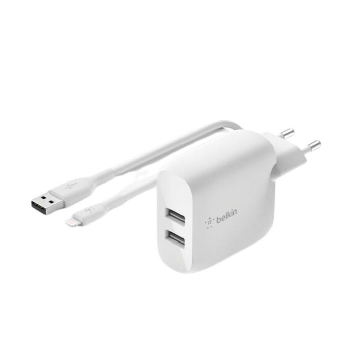 Belkin WCD001VF1MWH 24W 2x USB Type-A Charger + 1m Lightning to USB…
