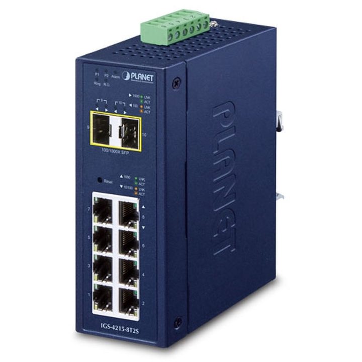 PLANET IP30 Industrial L2/L4 8-Port Managed L2/L4 Gigabit Ethernet…