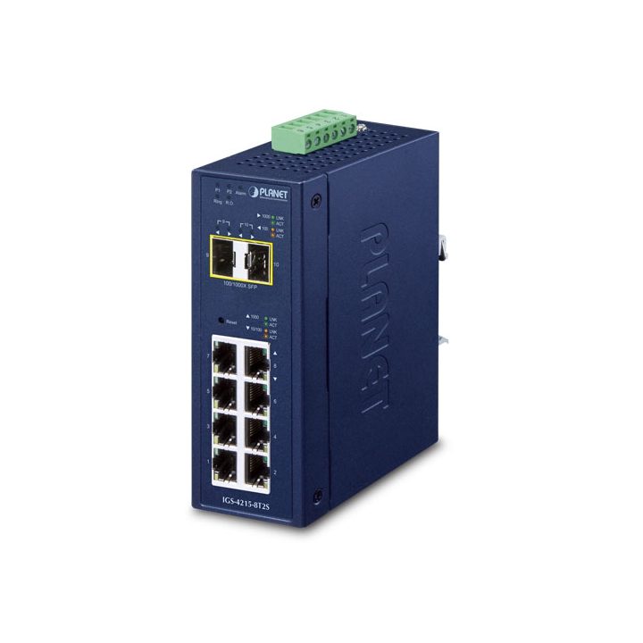 PLANET IP30 Industrial L2/L4 8-Port Managed L2/L4 Gigabit Ethernet…