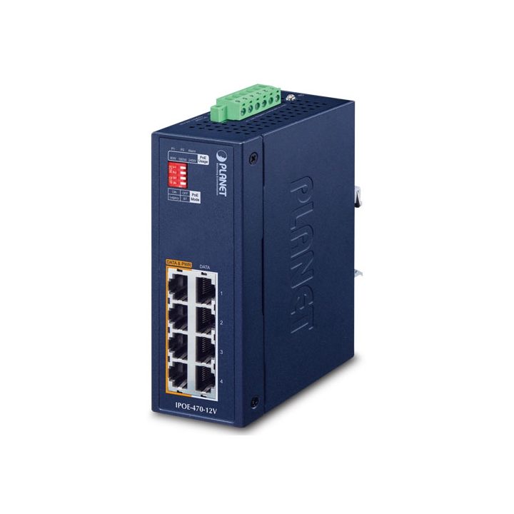 Planet IPOE-470-12V Comutador industrial Ethernet Gigabit de 8 portas…