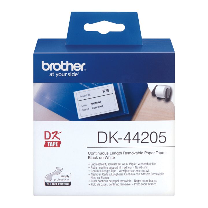 Brother DK-44205 Label Printer Tape Black on White