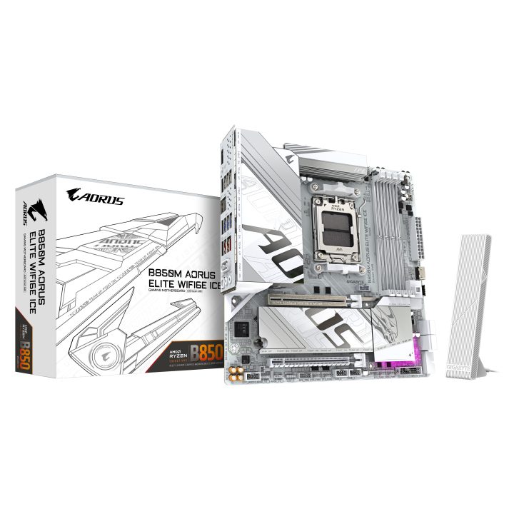 GIGABYTE B850M AORUS ELITE WIFI6E ICE Motherboard - AMD Ryzen 9000…