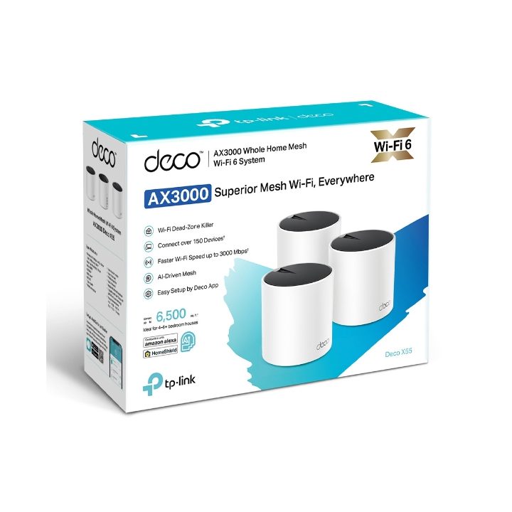 TP-Link DECO X55 (3-Pack) Doble banda (2,4 GHz / 5 GHz) Wi-Fi 6…