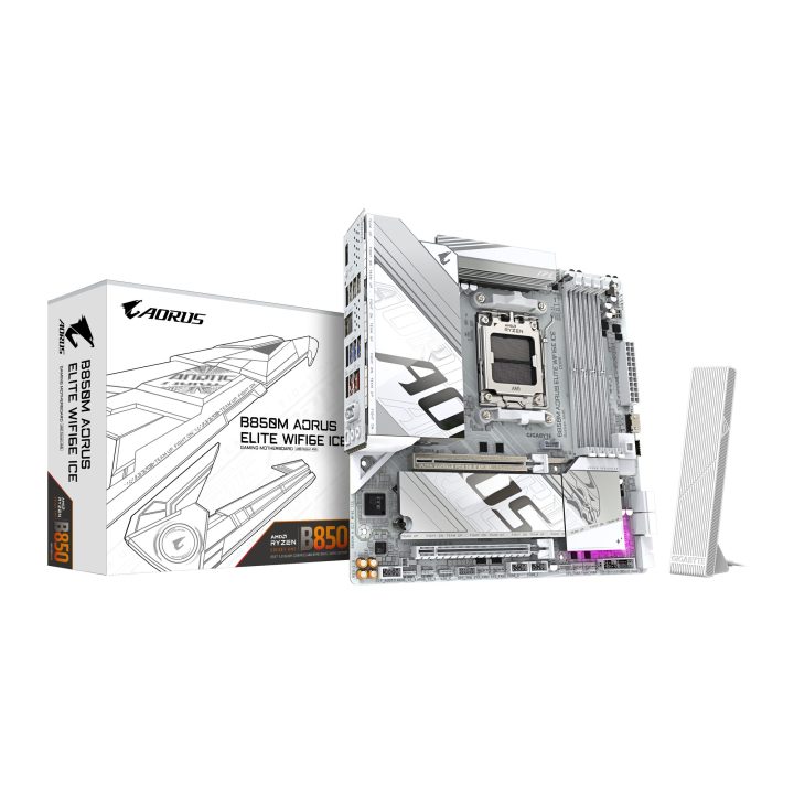 GIGABYTE B850M AORUS ELITE WIFI6E ICE Motherboard - Processadores AMD…