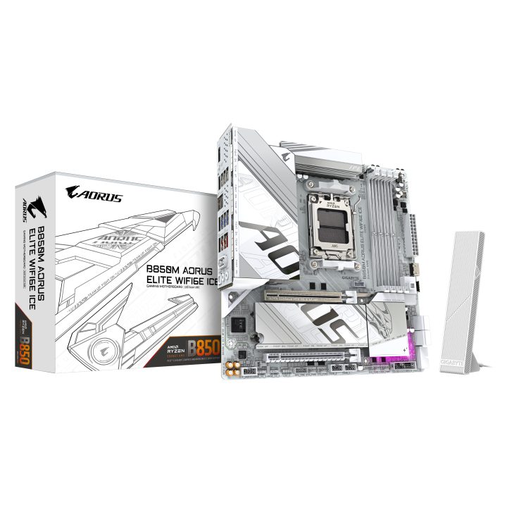 GIGABYTE B850M AORUS ELITE WIFI6E ICE Motherboard - Processadores AMD…