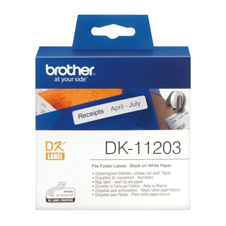 Brother DK-11203 fita para impressora de etiquetas Preto sobre branco
