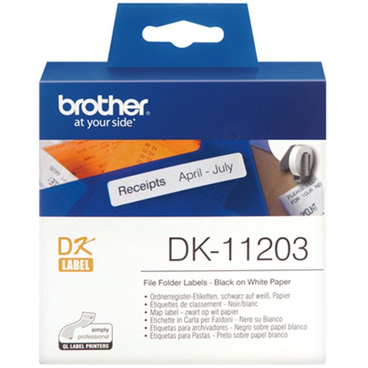 Brother DK-11203 fita para impressora de etiquetas Preto sobre branco