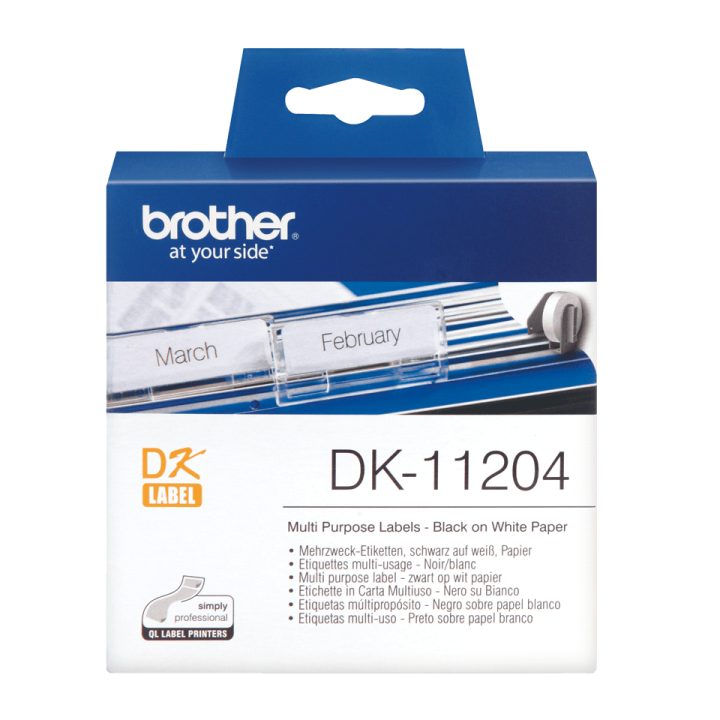 Brother DK-11204 fita para impressora de etiquetas Preto sobre branco