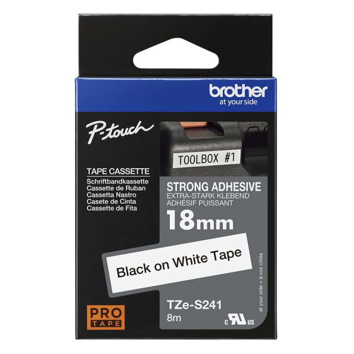 Brother TZE-S241 Label Printer Tape Black on White TZ