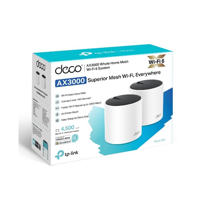 TP-Link DECO X55 (2-Pack) Dual Band (2.4 GHz / 5 GHz) Wi-Fi 6…