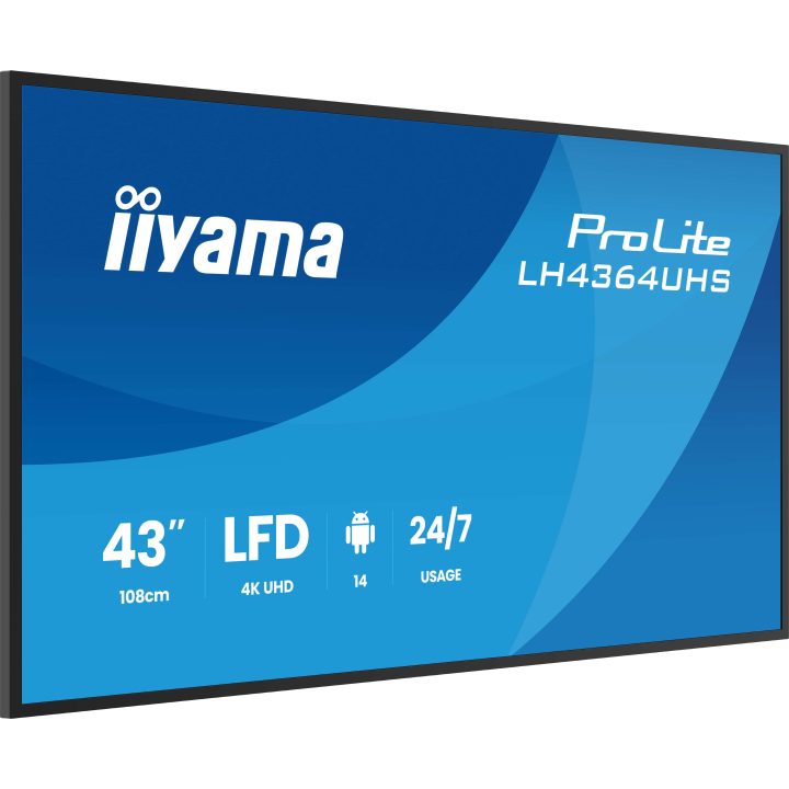 iiyama LH4364UHSB-B1AG digital signage display 43" Wi-Fi 500 cd/m² 4K…