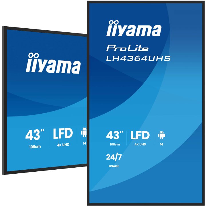 iiyama LH4364UHSB-B1AG digital signage display 43" Wi-Fi 500 cd/m² 4K…