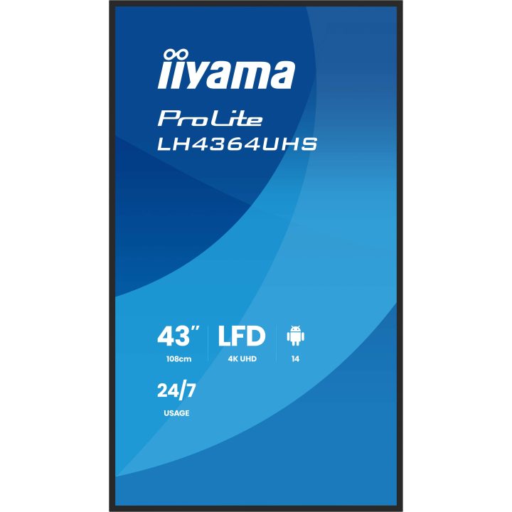 iiyama LH4364UHSB-B1AG ecrã de sinalização 43" Wifi 500 cd / m² 4K…