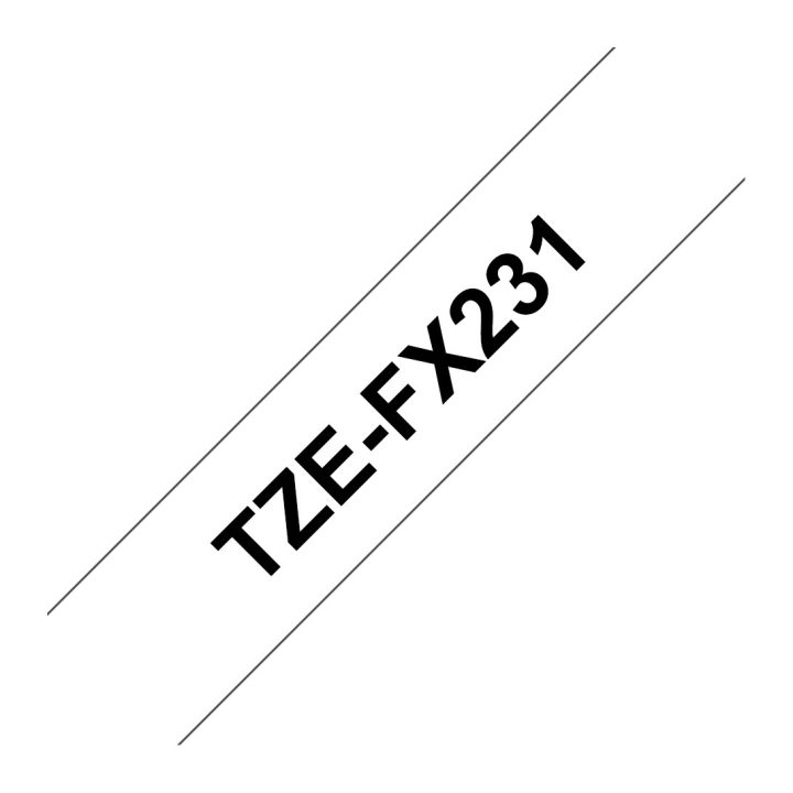 Brother TZE-FX231 Label Printer Tape Black on White TZ