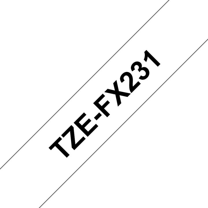 Brother TZE-FX231 Label Printer Tape Black on White TZ