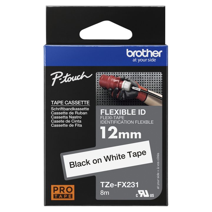 Brother TZE-FX231 Label Printer Tape Black on White TZ
