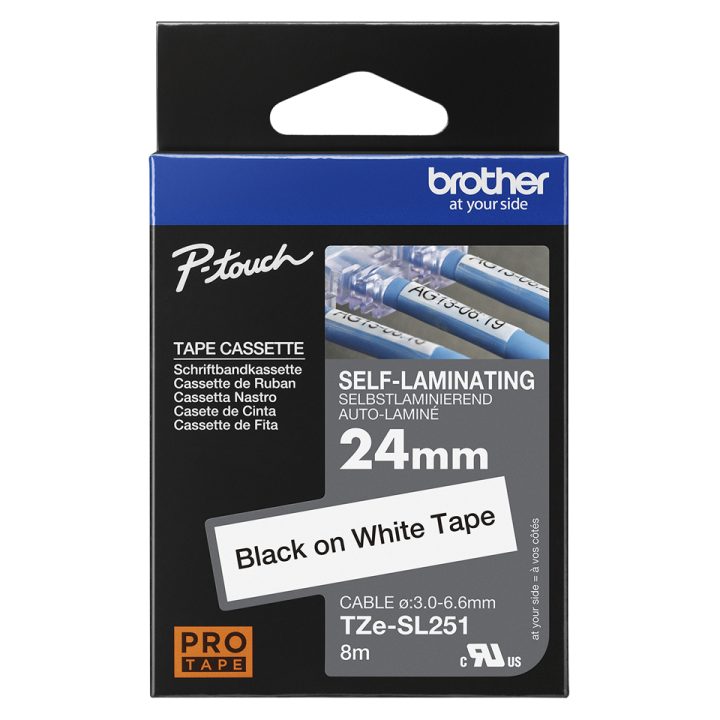 Brother TZESL251 cinta para impresora de etiquetas Negro sobre blanco