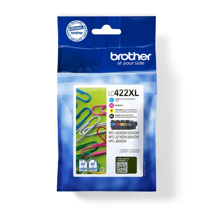 Brother LC422XLVAL cartucho de tinta 4 peça(s) Original Preto, Ciano…