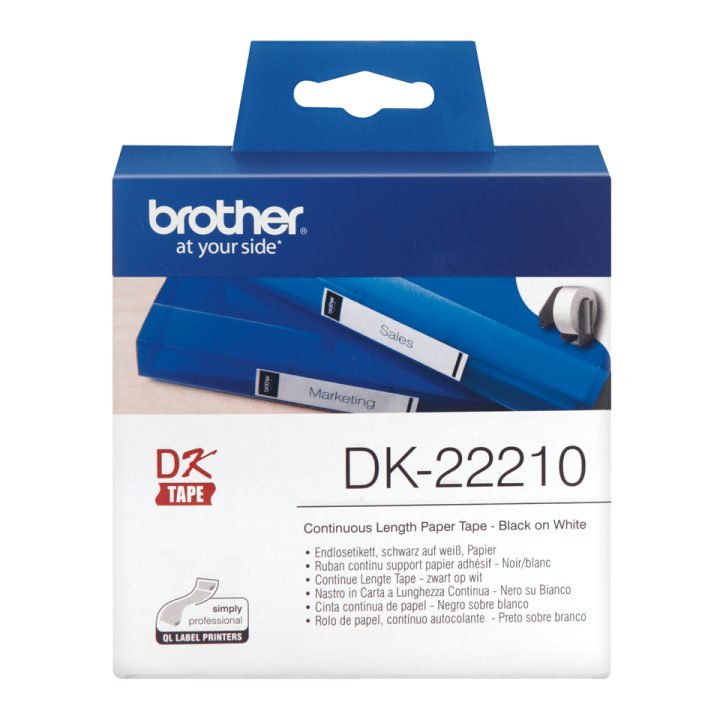 Brother DK-22210 Label Printer Tape Black on White