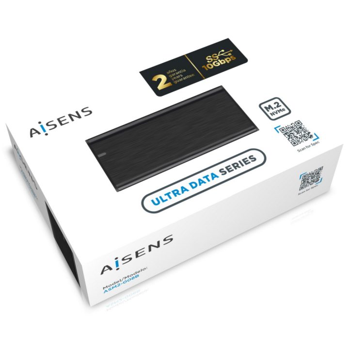 AISENS Caja Externa M.2 (NGFF) ASM2-008B NVMe a USB3.2 Gen2, Negra