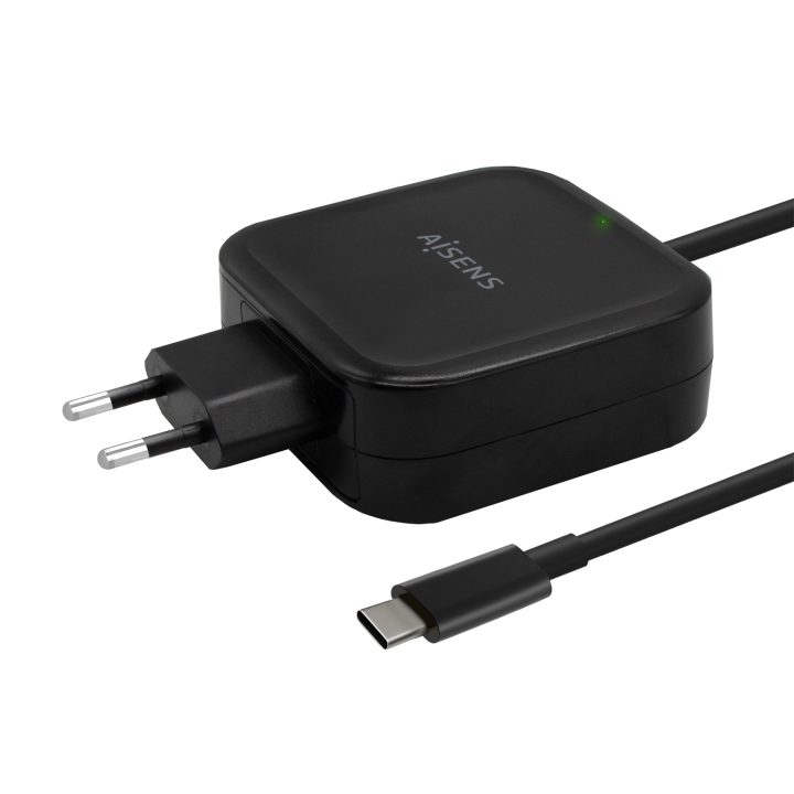 AISENS Cargador 65W PD3.0 QC3.0 1XUSB-C 1.2M, Negro