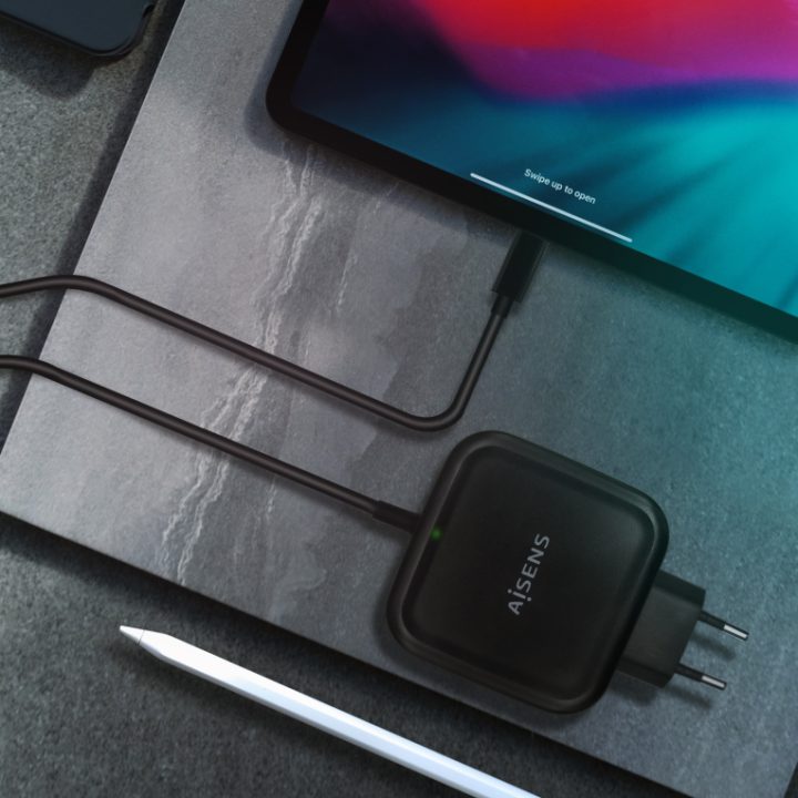 AISENS 65W PD3.0 QC3.0 Charger 1XUSB-C 1.2M, Black