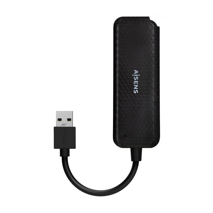 AISENS USB 3.0 Hub, Type A/M-4x Type A/F, Black, 15cm