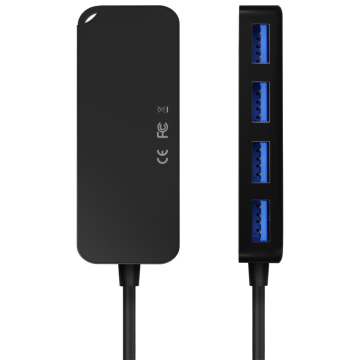 AISENS Hub USB 3.0, Tipo A/M-4x Tipo A/H, Negro, 15cm