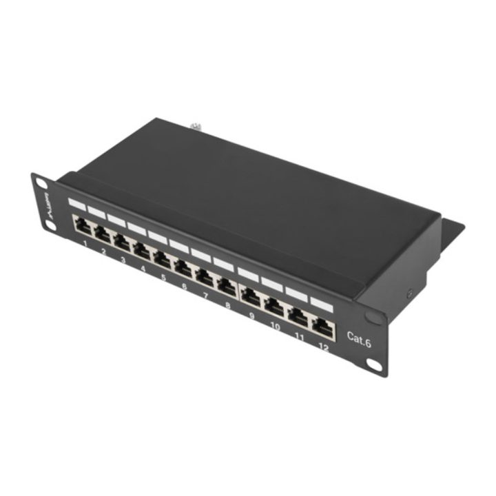 Patch panel Lanberg 12 portas 1U cat.6 10 polegadas blindado preto…