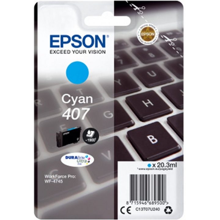 Epson Cyan Ink 407L DURABrite Ultra Keyboard