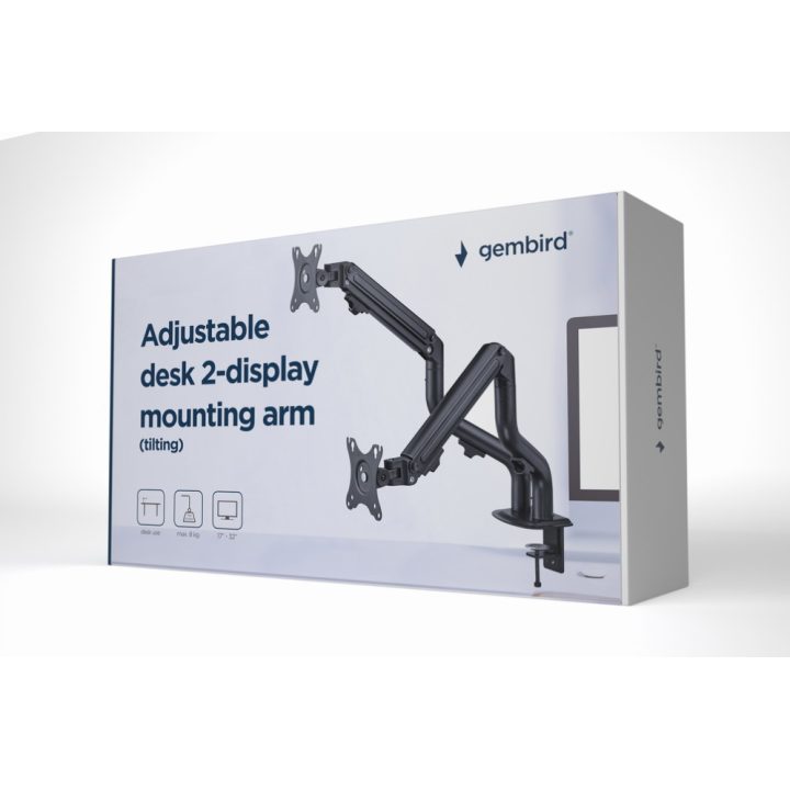 Gembird MA-DA2-02 soporte para monitor 32" Escritorio Negro