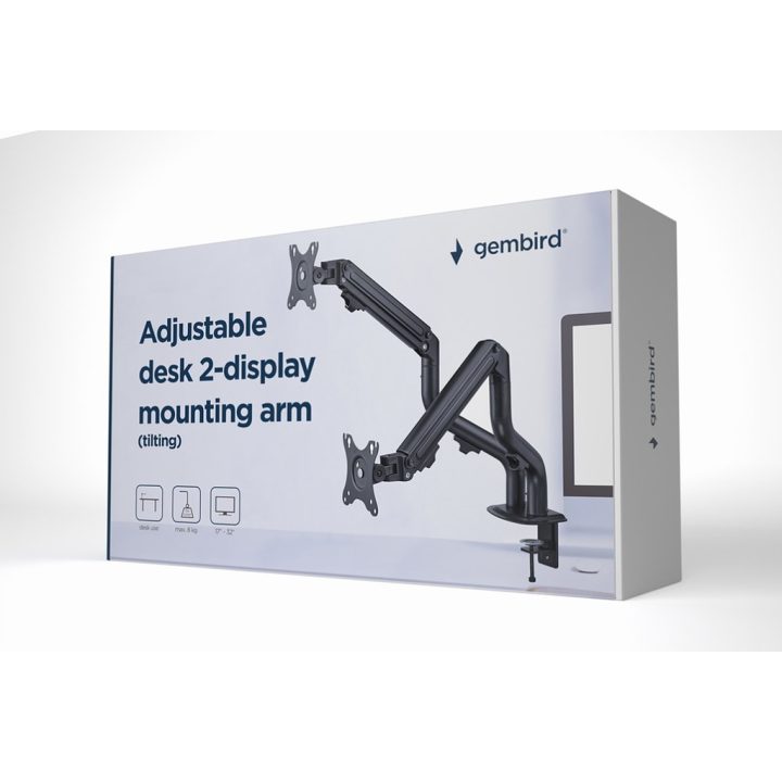 Gembird MA-DA2-02 soporte para monitor 32" Escritorio Negro