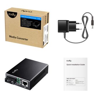Cudy MC100GSA-20 1000 Mbit/s 1310 nm Single-mode Media Converter Black