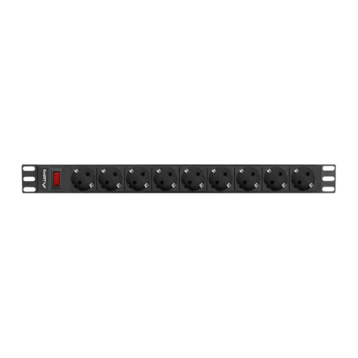 Regleta Lanberg 1U 16A 9x Schuko rack 19 polegadas 3m preto…
