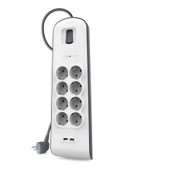Belkin BSV804VF2M limitador de tensión Blanco 8 salidas AC 2 m