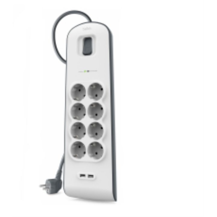 Belkin BSV804VF2M limitador de sobretensão Branco 8 saídas AC 2 m