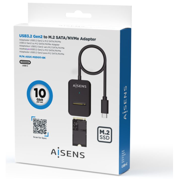 AISENS USB-C Dock M.2 (NGFF) ASUC-M2D011-BK SATA/NVMe A USB3.1 Gen2…