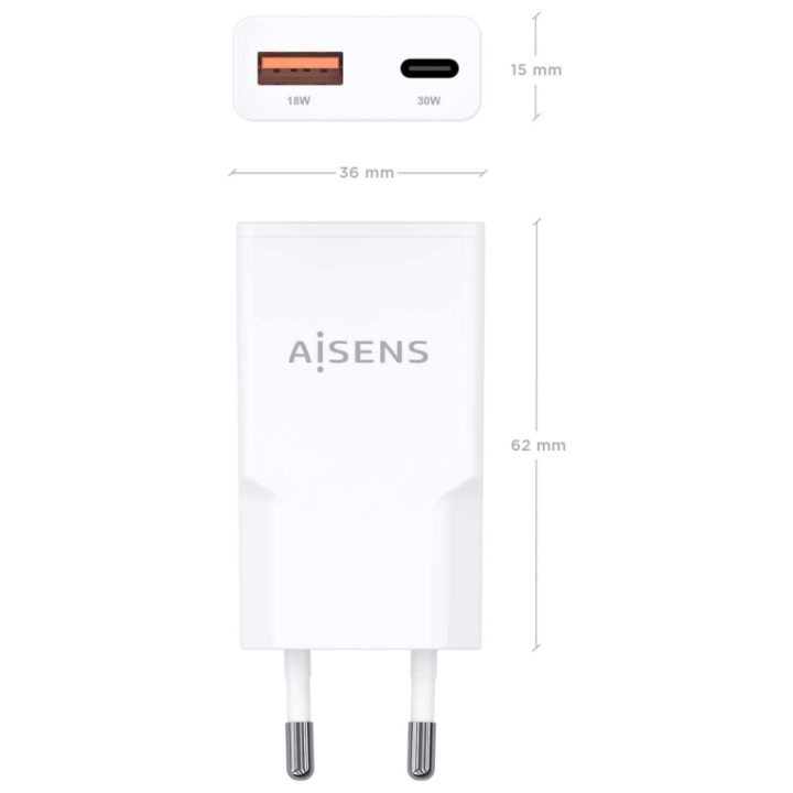 AISENS ASCH-30W2P046-W carregador de dispositivo móvel Câmara…