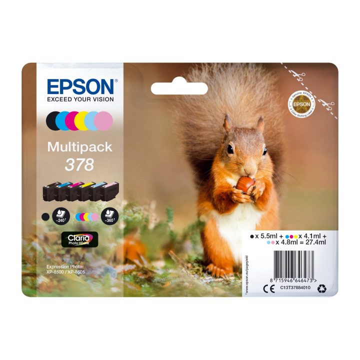 Epson Squirrel Ink Multipack 6 Colors 378 Claria Photo HD Squirrel
